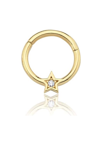 Yıldız 14 Ayar Altın Helix Piercing Kadın Küpe