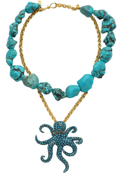 Octopussy Turquoise Kadın Altın Kaplama Kolye
