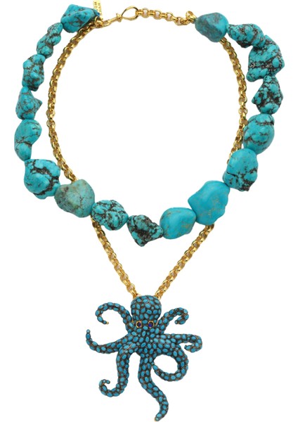 Octopussy Turquoise Kadın Altın Kaplama Kolye