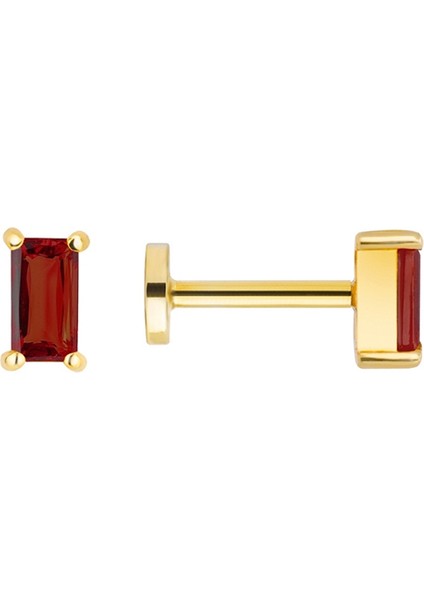Baget Garnet 14 Ayar Altın Piercing