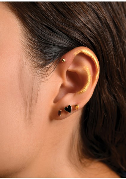 Baget Garnet 14 Ayar Altın Piercing