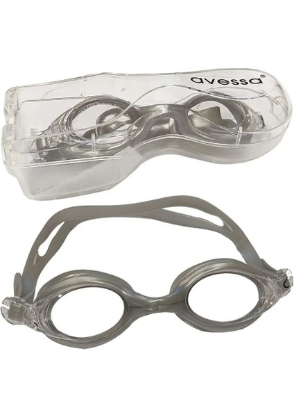 Ayarlanabilir Gri Yüzücü Gözlüğü, Deniz ve Havuz Için, Kutulu, Yetişkinler