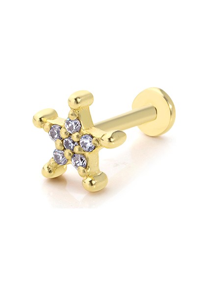 Top Taşlı Yıldız 14 Ayar Kadın Tragus Piercing