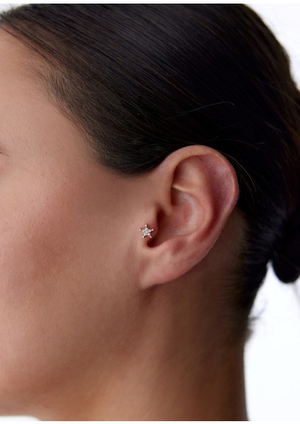 Top Taşlı Yıldız 14 Ayar Kadın Tragus Piercing