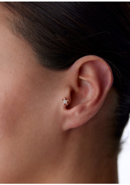 Top Taşlı Yıldız 14 Ayar Kadın Tragus Piercing