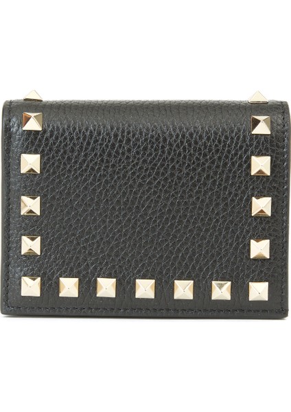 Rockstud Siyah Kadın Deri Cüzdan