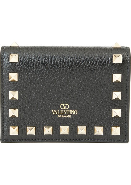 Rockstud Siyah Kadın Deri Cüzdan