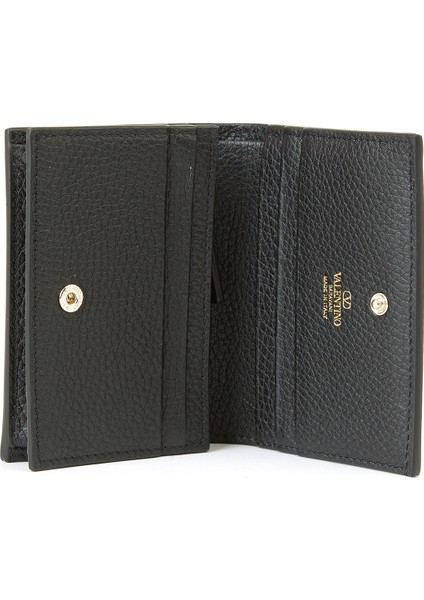 Rockstud Siyah Kadın Deri Cüzdan