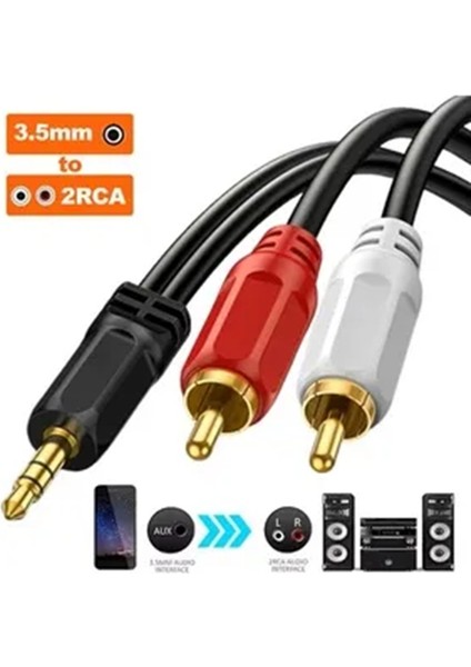 1.8 Metre 1.8mt Stereo Lale Kablo Ses Sistemi Kablosu Aux Rca Tv DVD Stereo 2 Rca Erkek Kablo 3.5mm