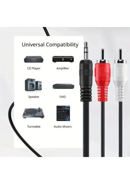 1.8 Metre 1.8mt Stereo Lale Kablo Ses Sistemi Kablosu Aux Rca Tv DVD Stereo 2 Rca Erkek Kablo 3.5mm modelleri