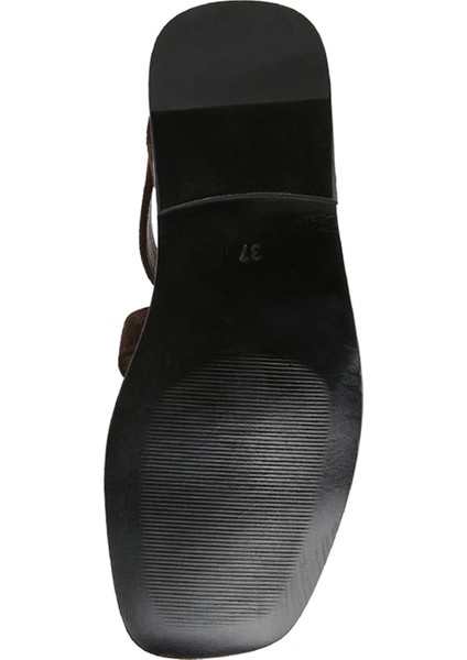 Kahverengi Kadın Süet Sandalet