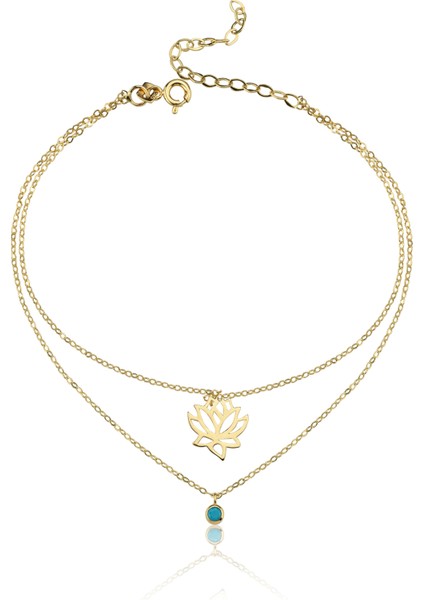 Lotus Figürlü 14 Ayar Altın Kadın Halhal