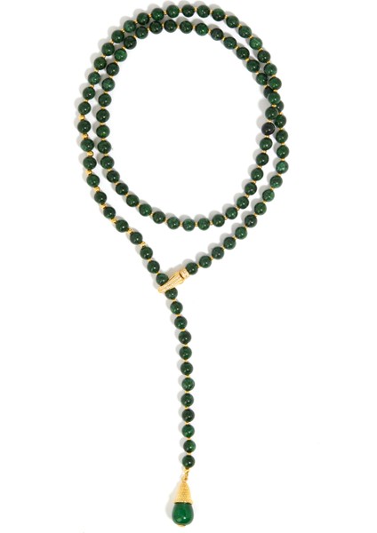 Yeşil Jade Taşlı 925 Ayar Kadın Kravat Kolye