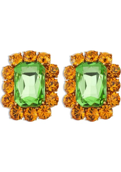 Square Mandarin & Grass Green Küpe