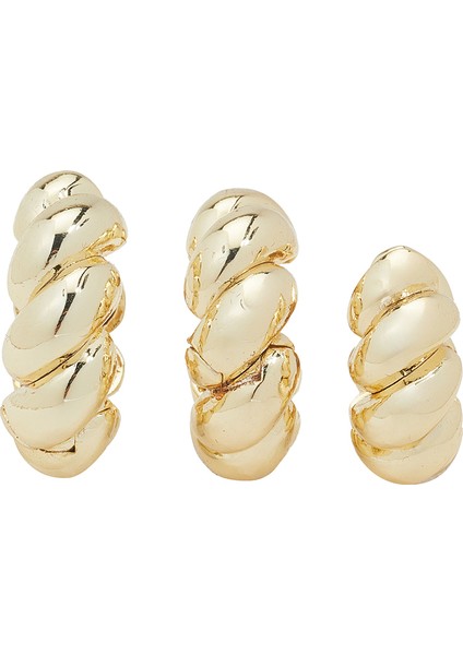 Gold Kadın Earcuff Küpe Seti