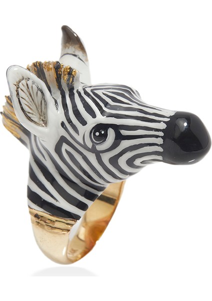 Zebra Formlu Kadın Altın Yüzük