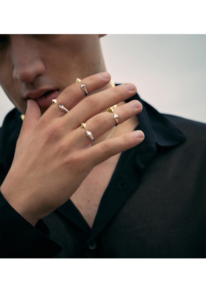 Chamelion Çift Renkli 22 Ayar Altın Kaplama 925 Ayar Gümüş Unisex Yüzük