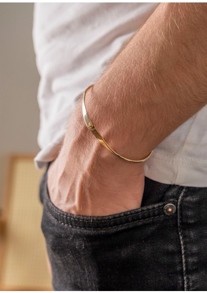 Çengelli Kelepçe 14 Ayar Altın Unisex Bileklik