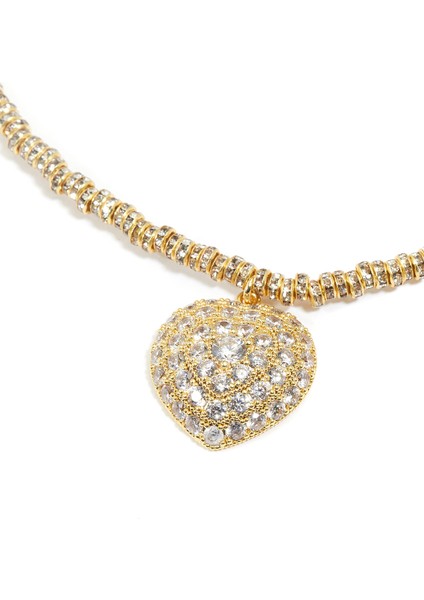 Gold Taşlı Kalp Detaylı Kadın Kolye fiyatları