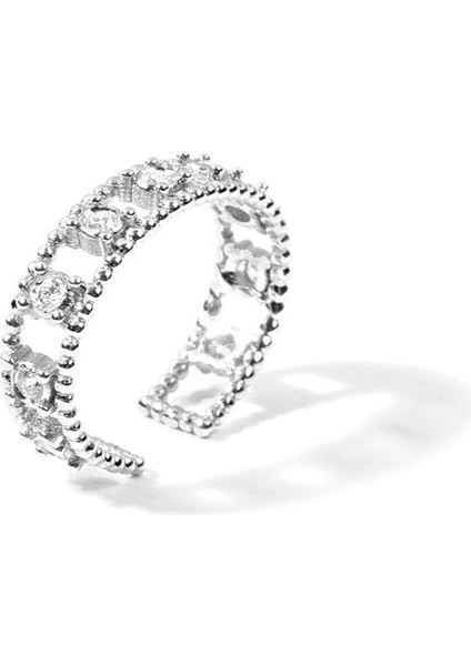 9 Diamonds 14 Ayar White Gold Ear Cuff