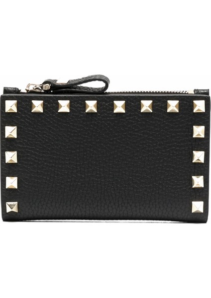 Rockstud Siyah Kadın Deri Cüzdan
