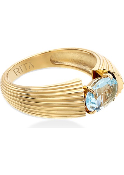 Blue Topaz Gemstone Heirloom Kadın Altın Yüzük fiyatları