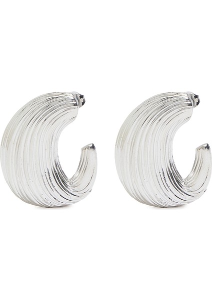 Silver Fırça Dokulu Kadın Küpe