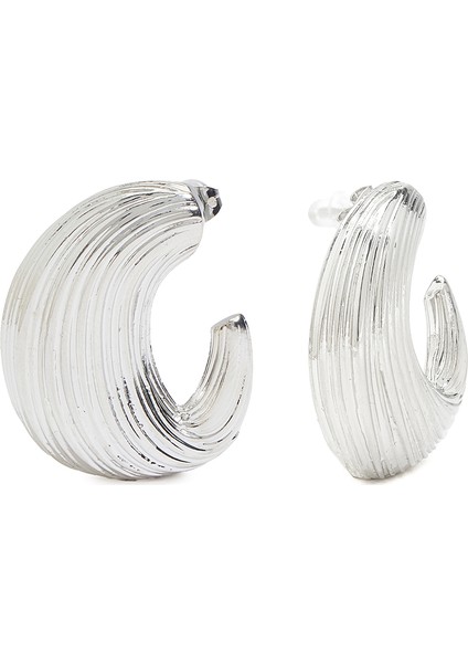 Silver Fırça Dokulu Kadın Küpe