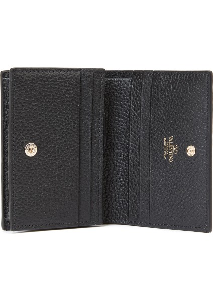 Rockstud Siyah Kadın Deri Cüzdan