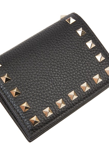 Rockstud Siyah Kadın Deri Cüzdan