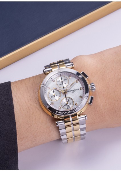 Newport Chronograph 35688BT89 Pırlantalı Bicolor Kadın Kol Saati fiyatları
