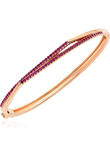 Ruby Passion 18 Ayar Rose Altın Kaplama Kadın Kelepçe Bileklik