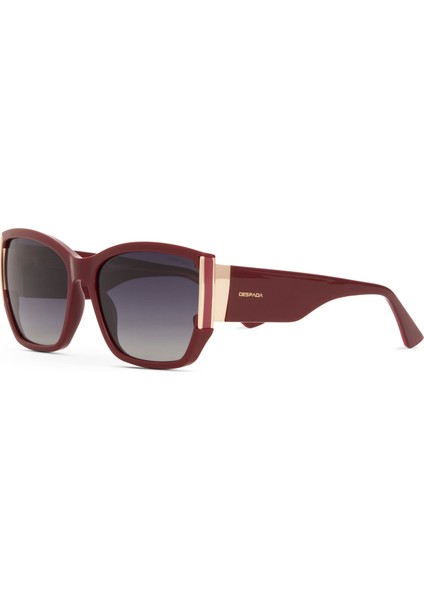 Ds 2353 C4 Geometrik Bordo - Altın Rengi Metal Kadın Güneş Gözlüğü