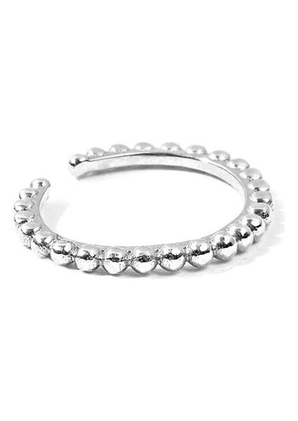 Gold Beaded 8 Ayar White Gold Kadın Ear Cuff