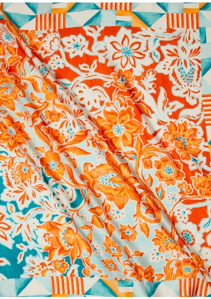 Turuncu 90X90 cm Ipek Eşarp