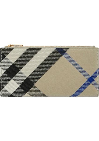 Large Check Bifold Krem Rengi Kadın Cüzdan