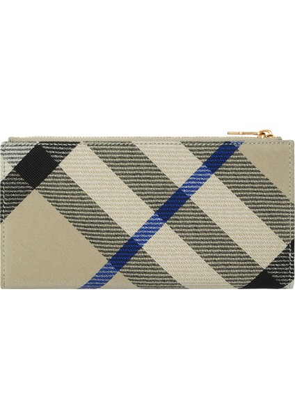 Large Check Bifold Krem Rengi Kadın Cüzdan