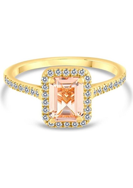 Hazine Morganite Pırlanta 14 Ayar Rose Gold Kadın Altın Yüzük