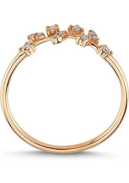 Hazine Pırlanta Taşlı 14 Ayar Rose Gold Kadın Yüzük modelleri