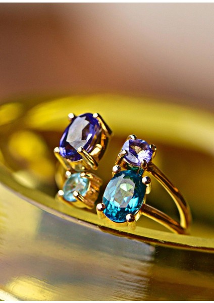 Deep Sea Ring Tanzanite 14 Ayar Kadın Altın Yüzük fırsatları