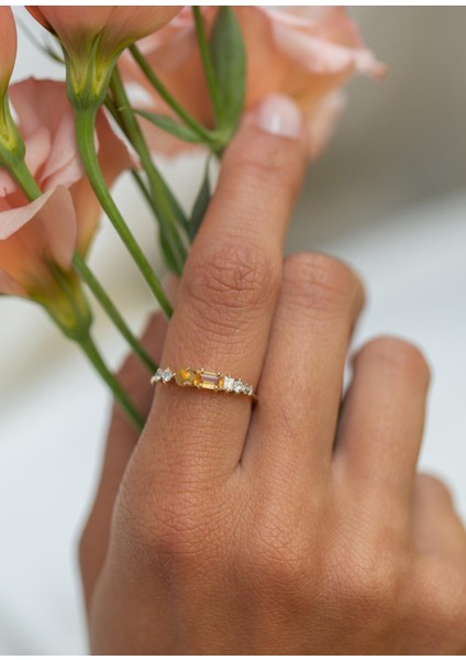 Sunshine Ring Diamond Citrine And Fire Opal 14 Ayar Yellow Gold Kadın Altın Yüzük fırsatları