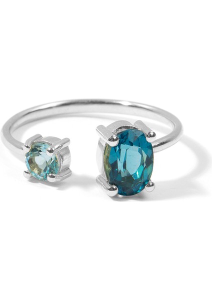 Deep Sea Ring London Blue Topaz And Aquamarine 14 Ayar White Gold Kadın Altın Yüzük