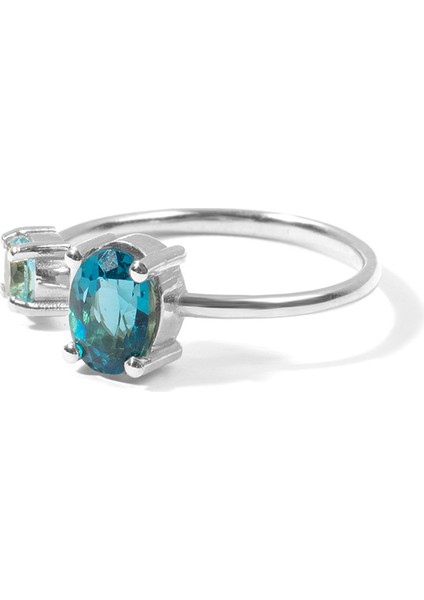 Deep Sea Ring London Blue Topaz And Aquamarine 14 Ayar White Gold Kadın Altın Yüzük modelleri