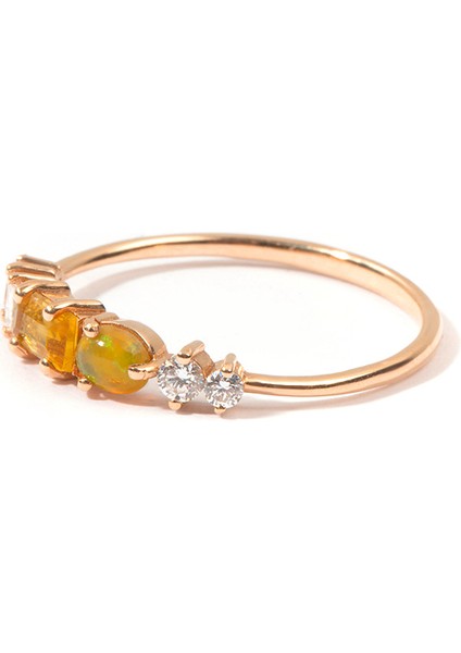 Sunshine Ring Diamond Citrine And Fire Opal 8 Ayar Rose Gold Kadın Altın Yüzük fiyatları