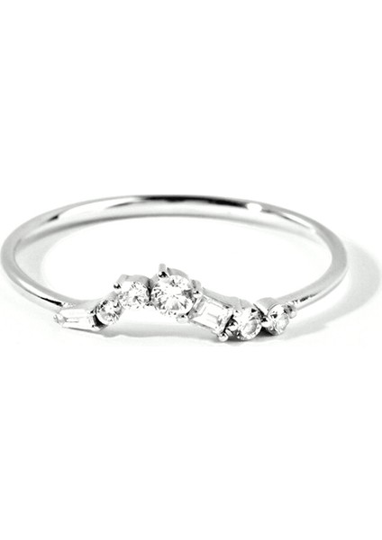 Asymmetry Pleasure Diamond Ring 14 Ayar White Gold Kadın Altın Yüzük