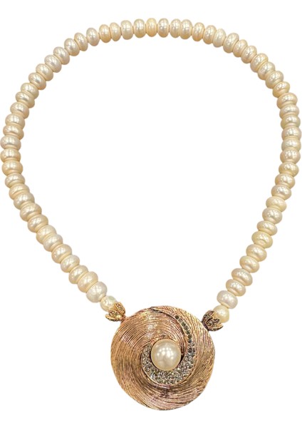 Pearl Swirl Necklace Doğal Inci Kadın Kolye