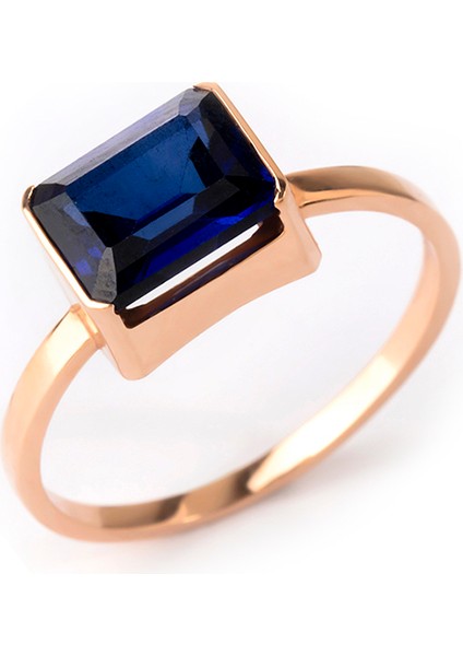 Bold Blue Sapphire Safir Taşlı 8 Ayar Altın Kadın Yüzük fiyatları