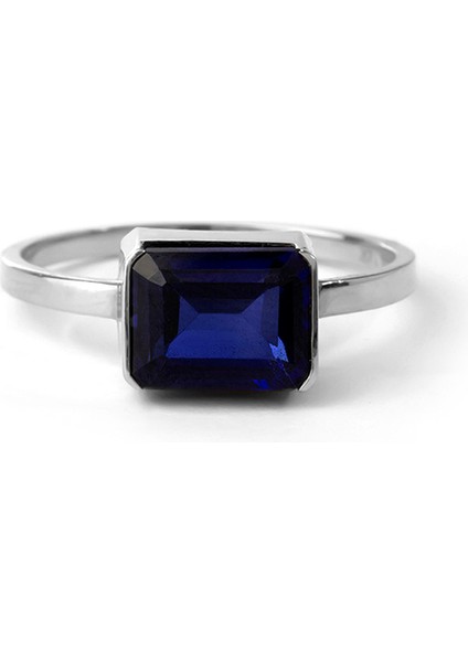 Bold Blue Sapphire 8 Ayar Kadın Altın Yüzük