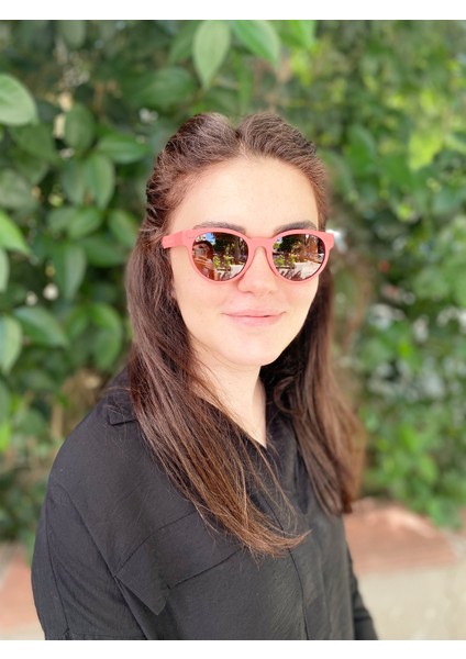Round Model Rose Kiremit Rengi Unisex Güneş Gözlüğü modelleri