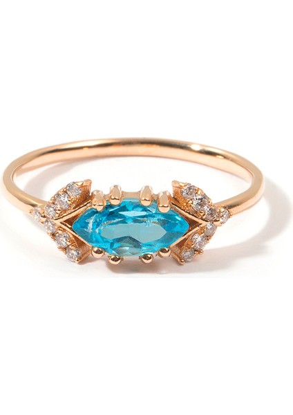 Eye Of Sauron Ring Diamond And Aquamarine 14 Ayar Altın Yüzük